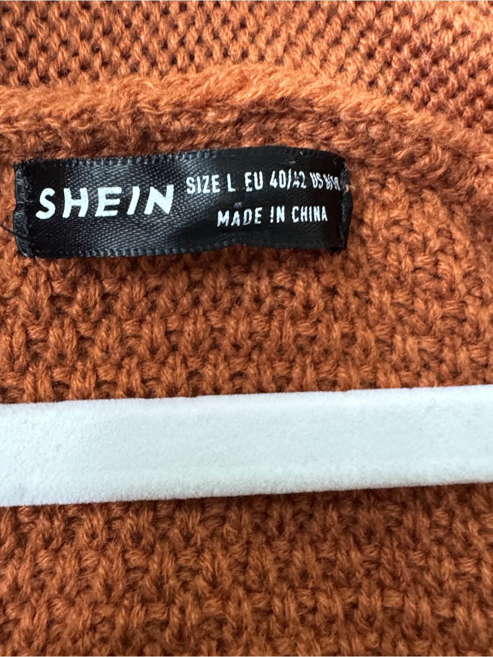 SHEIN Open-Front Rust Orange Knit Cardigan - Picture 2 of 3